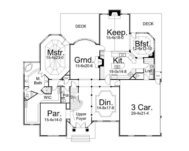 Floor Plan First Story of European Plan #106-1157