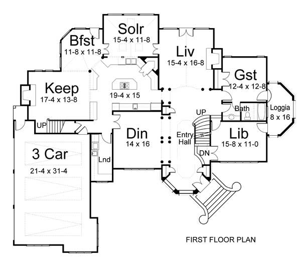 Floor Plan First Story of European Plan #106-1158