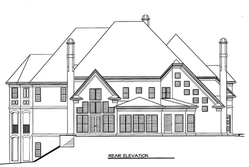 Home Plan Rear Elevation of this 5-Bedroom,4591 Sq Ft Plan -106-1158
