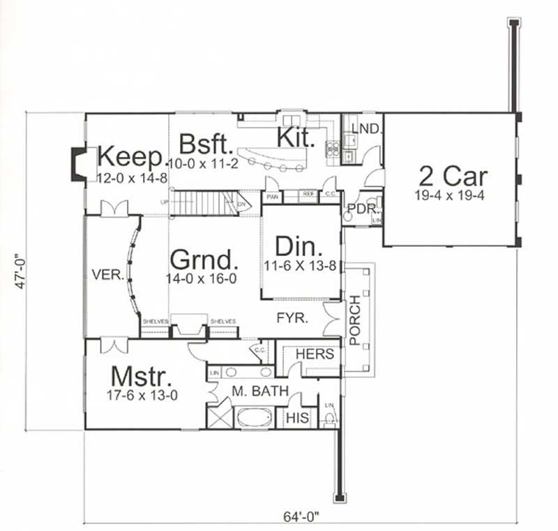 Floor Plan First Story of European Plan #106-1160