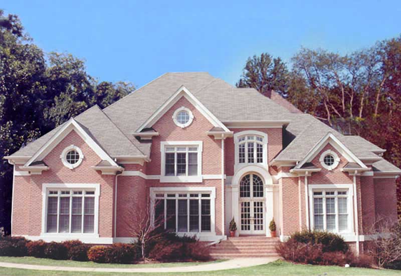 Front elevation of Colonial home (ThePlanCollection: House Plan #106-1161)