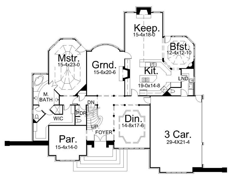 Floor Plan First Story of French Plan #106-1161