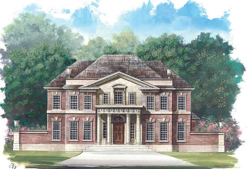 Front elevation of Colonial home (ThePlanCollection: House Plan #106-1162)