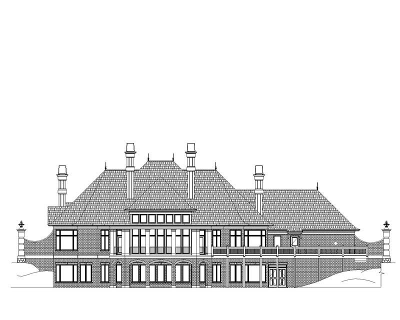 Home Plan Rear Elevation of this 4-Bedroom,5082 Sq Ft Plan -106-1165