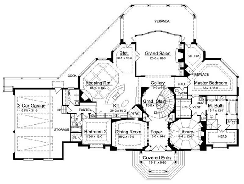 Floor Plan First Story of European Plan #106-1165