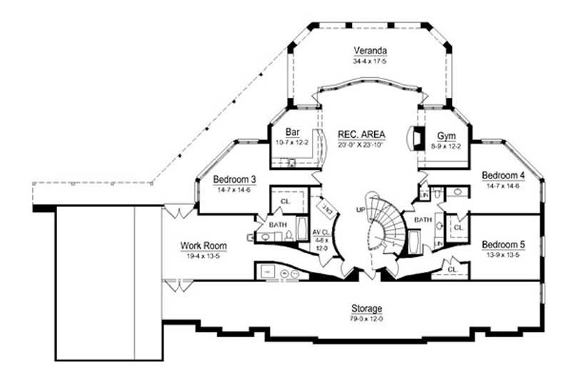 Floor Plan Basement of European Plan #106-1165