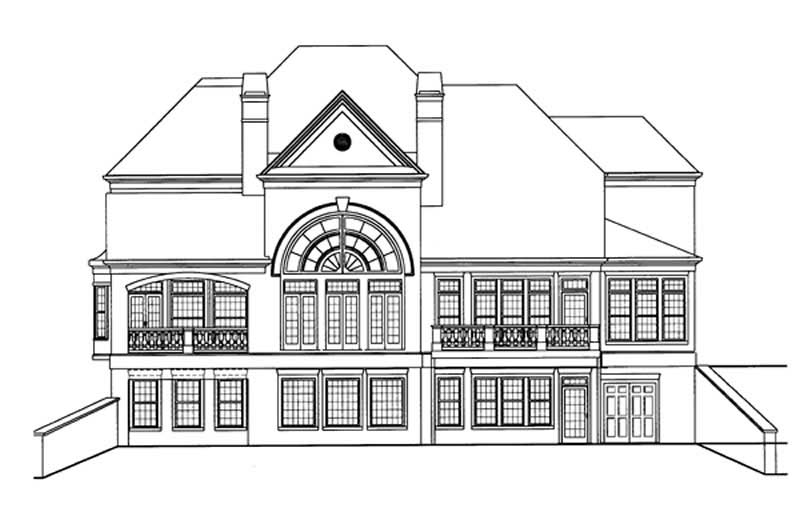 Home Plan Rear Elevation of this 4-Bedroom,4364 Sq Ft Plan -106-1166