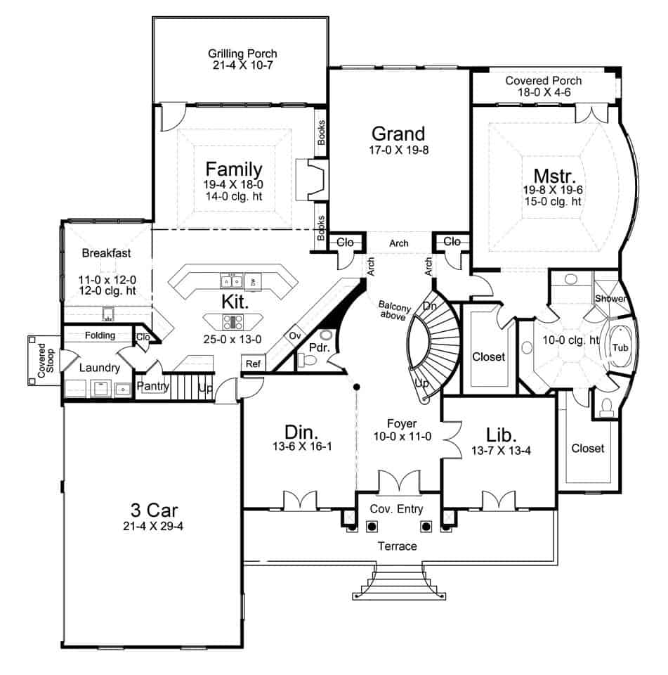 Floor Plan First Story of Colonial Plan #106-1166