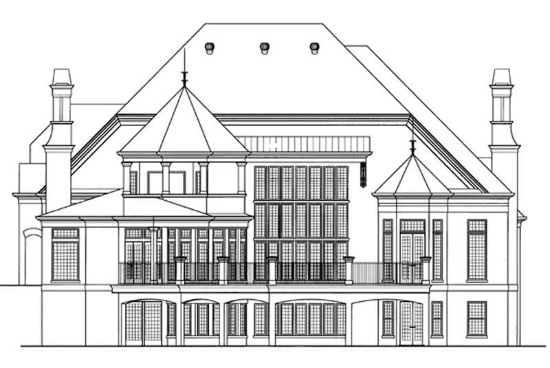 Home Plan Rear Elevation of this 4-Bedroom,4041 Sq Ft Plan -106-1167