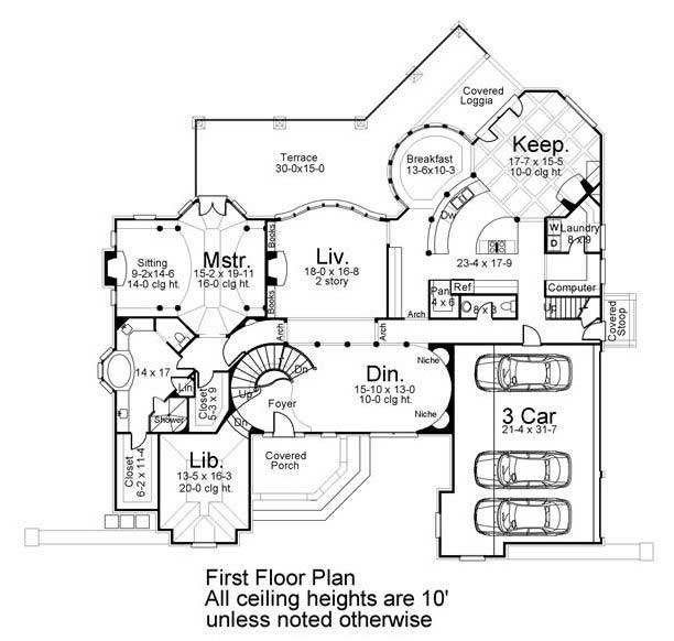 Floor Plan First Story of European Plan #106-1167