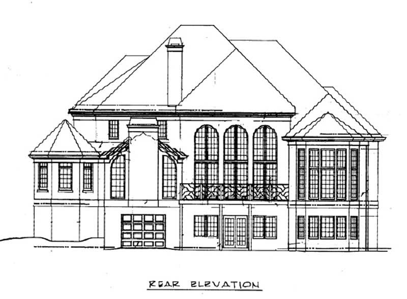 Home Plan Rear Elevation of this 4-Bedroom,3542 Sq Ft Plan -106-1168