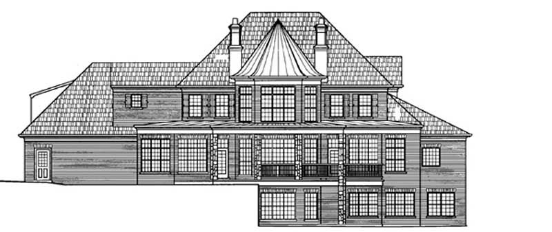 Home Plan Rear Elevation of this 4-Bedroom,3912 Sq Ft Plan -106-1169