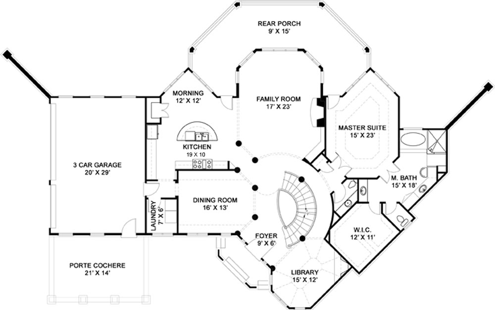 Floor Plan First Story of European Plan #106-1170