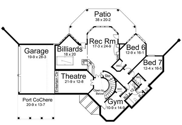 Floor Plan Basement of European Plan #106-1170