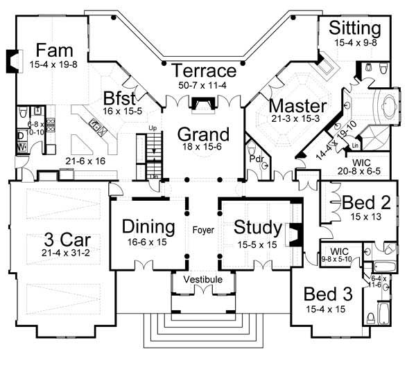Floor Plan First Story of European Plan #106-1172