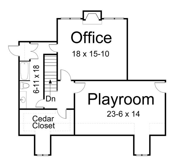 Floor Plan Second Story of European Plan #106-1172