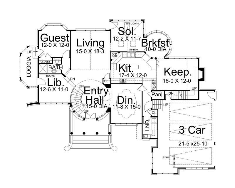 Floor Plan First Story of Luxury Plan #106-1173