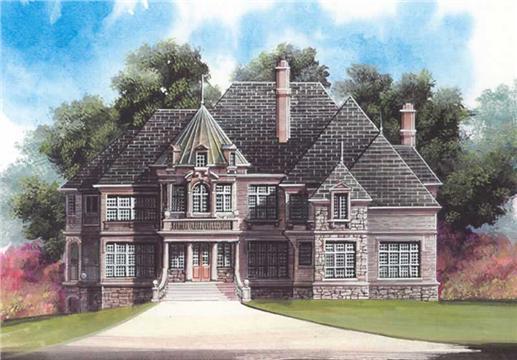 Home Plan Front Elevation of this 5-Bedroom,3698 Sq Ft Plan -106-1173
