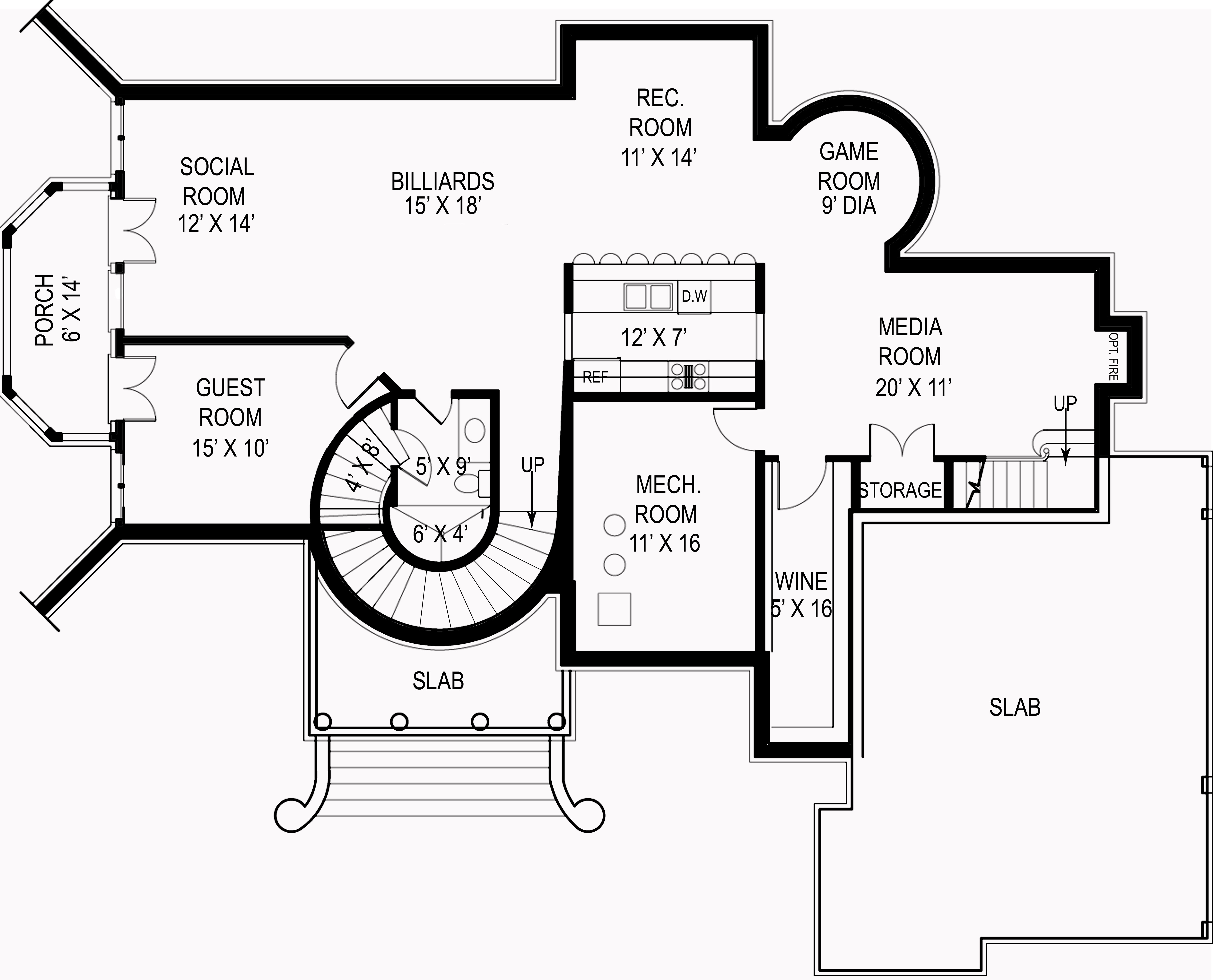 Floor Plan Basement of Luxury Plan #106-1173