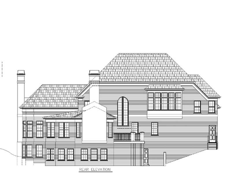 Home Plan Rear Elevation of this 4-Bedroom,3676 Sq Ft Plan -106-1174