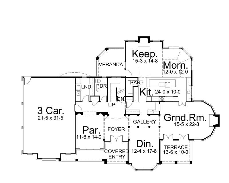 Floor Plan First Story of Colonial Plan #106-1174