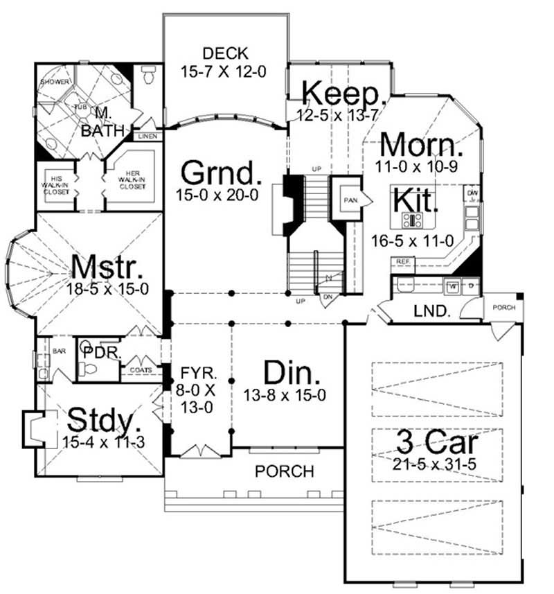 Floor Plan First Story of Colonial Plan #106-1175