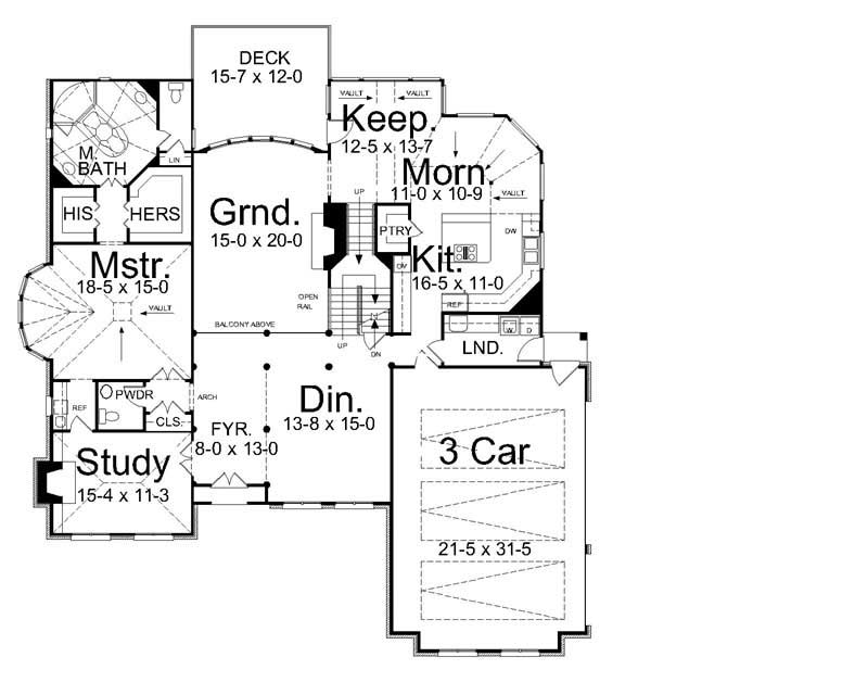 Floor Plan First Story of European Plan #106-1177