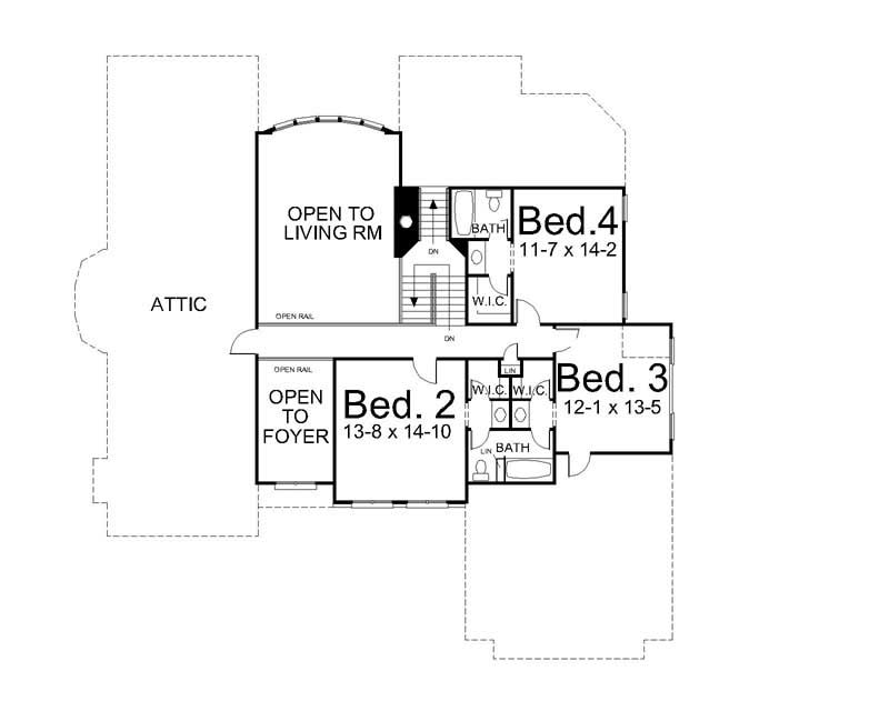Floor Plan Second Story of European Plan #106-1177