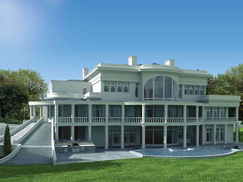 BACK VIEW OF THE BREAKERS HOUSE PLAN of this 5-Bedroom,9745 Sq Ft Plan -9745