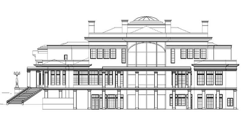 Home Plan Rear Elevation of this 5-Bedroom,9745 Sq Ft Plan -106-1179