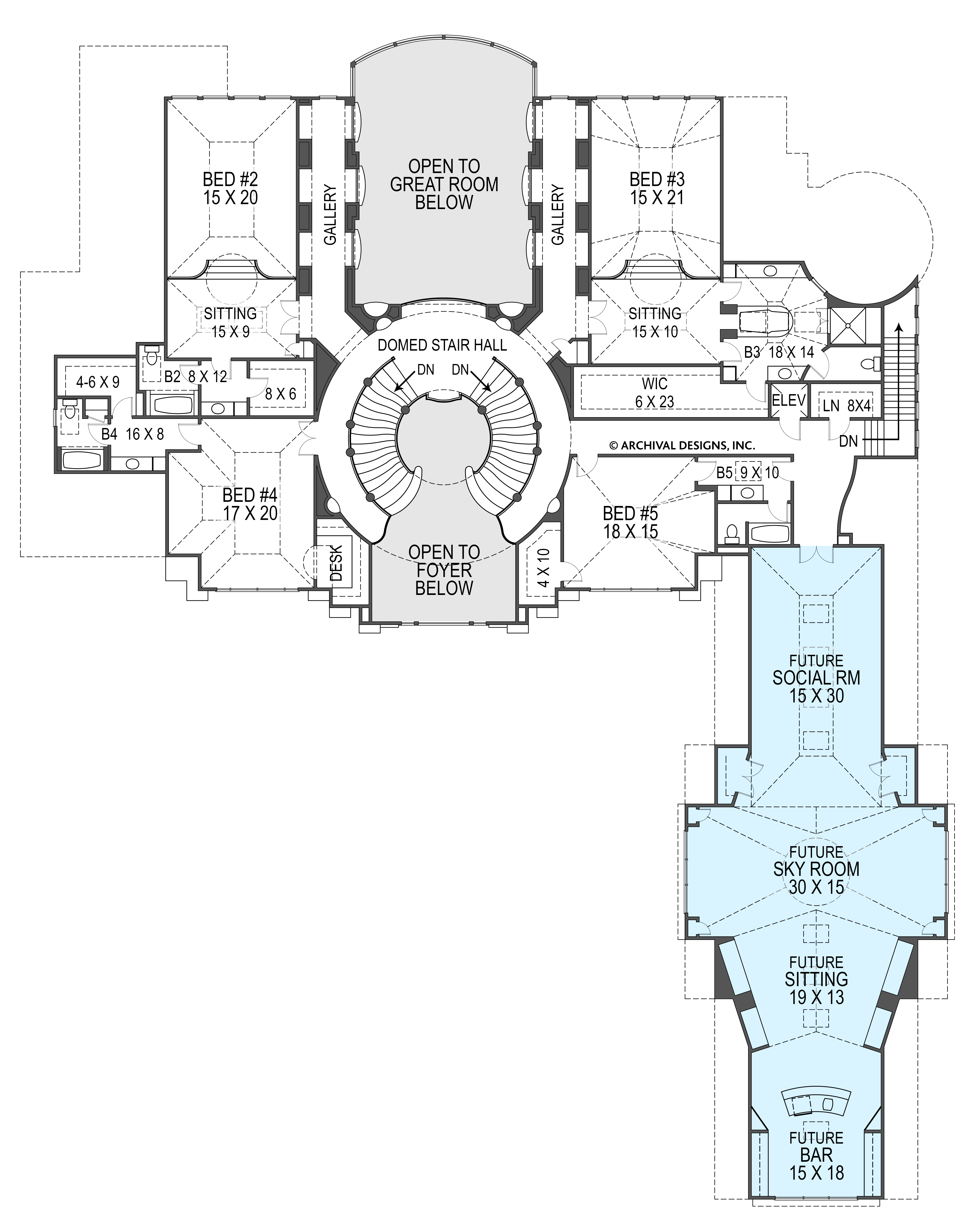 Floor Plan Second Story of European Plan #106-1179