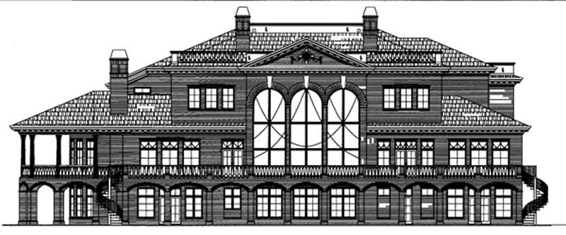 Home Plan Rear Elevation of this 5-Bedroom,9529 Sq Ft Plan -106-1180