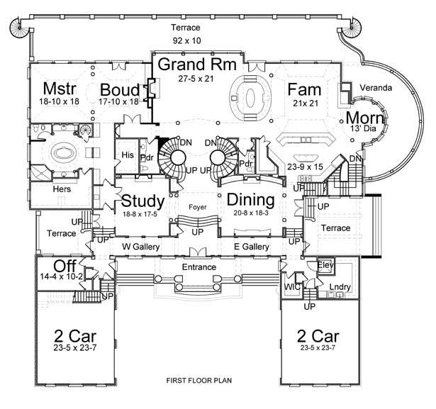 Floor Plan First Story of Colonial Plan #106-1180