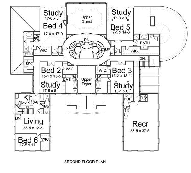 Floor Plan Second Story of Colonial Plan #106-1180