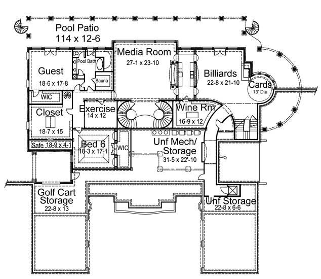 Floor Plan Basement of Colonial Plan #106-1180