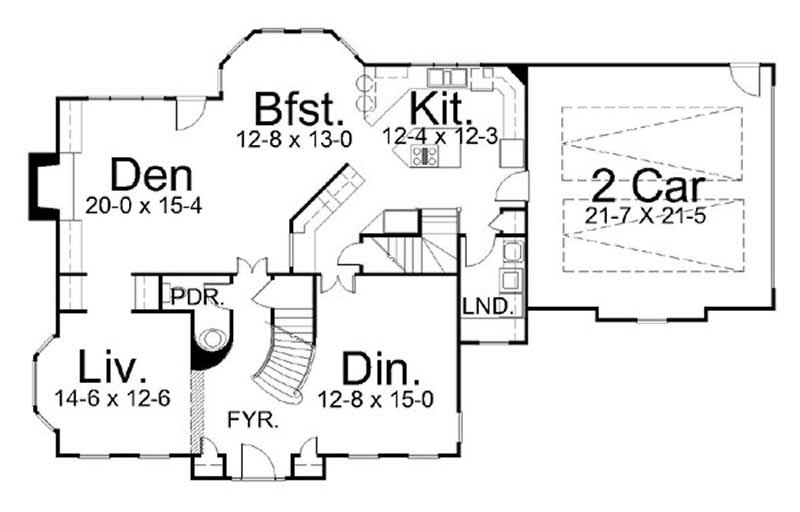 Floor Plan First Story of Colonial Plan #106-1181
