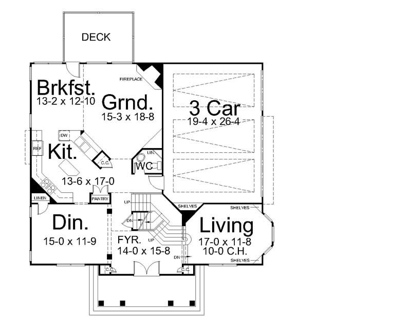 Floor Plan First Story of Colonial Plan #106-1183