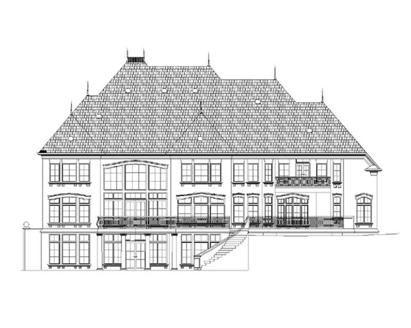 Home Plan Rear Elevation of this 5-Bedroom,5701 Sq Ft Plan -106-1184