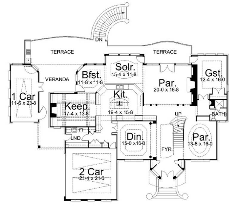 Floor Plan First Story of European Plan #106-1184