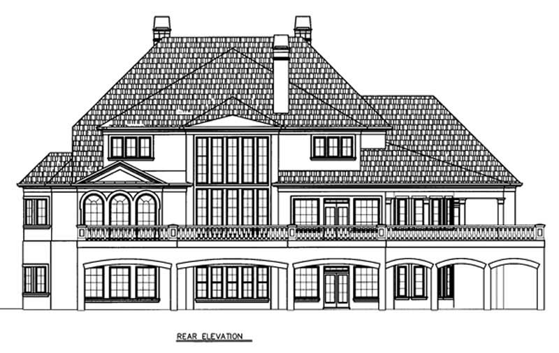 Home Plan Rear Elevation of this 5-Bedroom,5691 Sq Ft Plan -106-1185