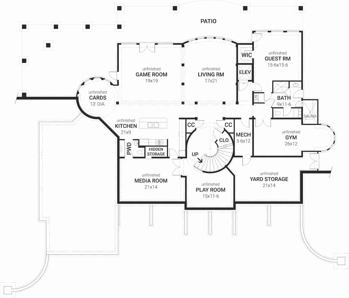 Basement of Colonial Plan #106-1185