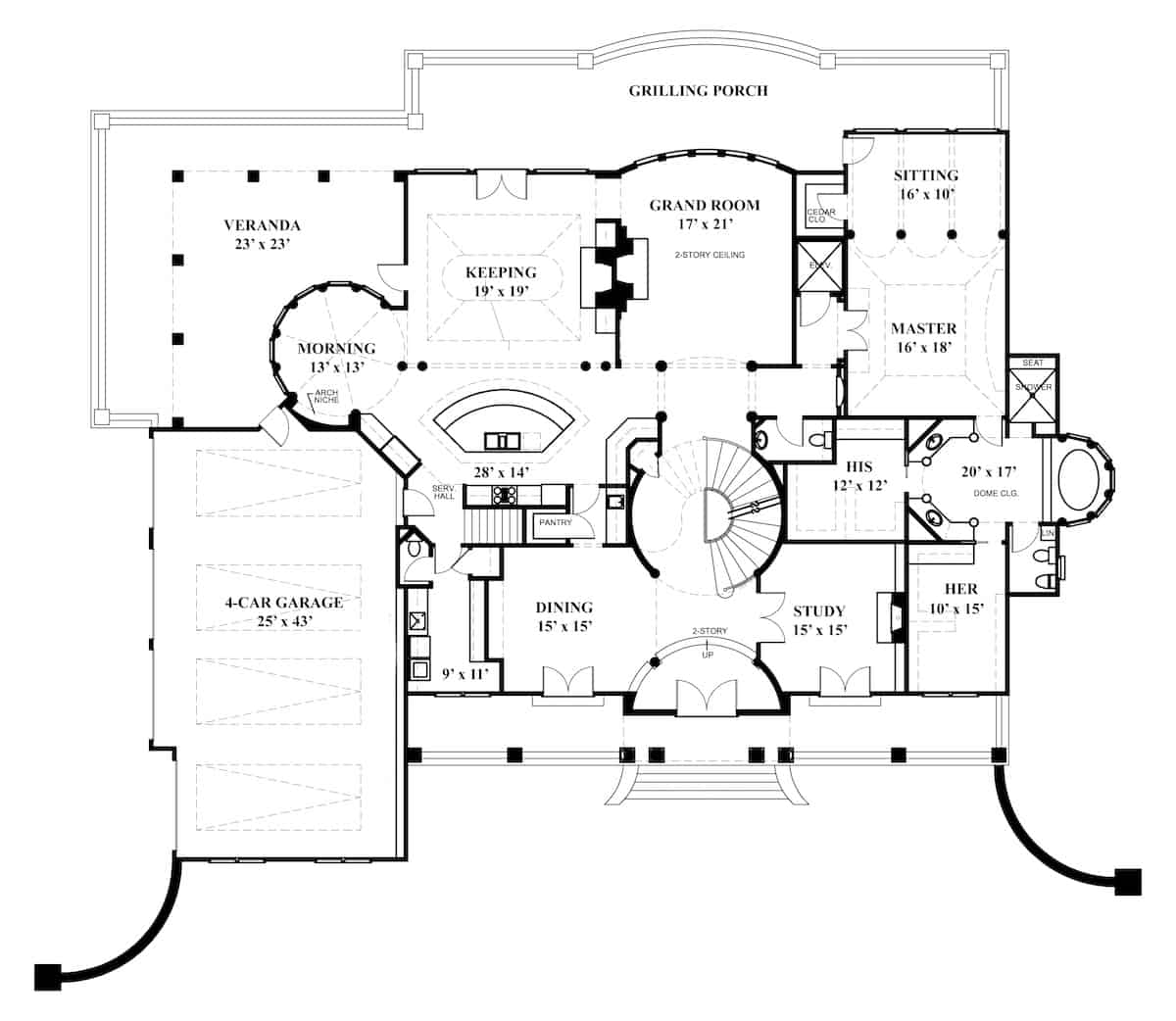 Main Level of Colonial Plan #106-1185