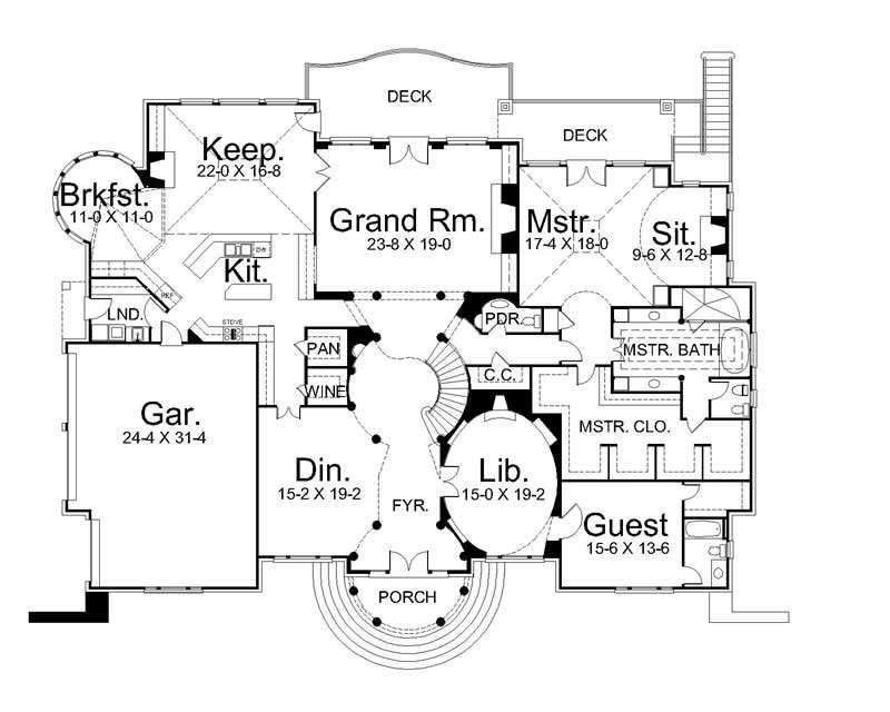 Floor Plan First Story of Colonial Plan #106-1188