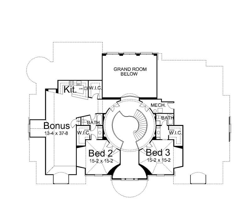 Floor Plan Second Story of Colonial Plan #106-1188