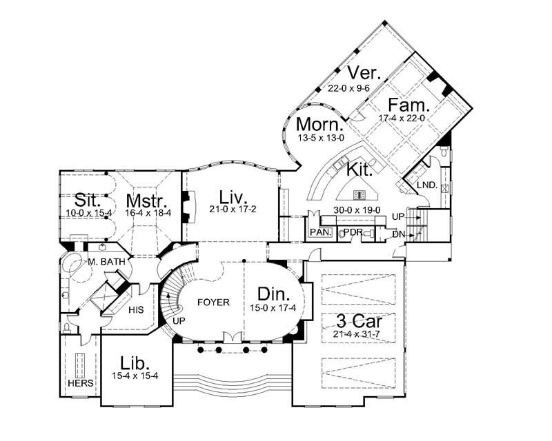 Floor Plan First Story of Colonial Plan #106-1189