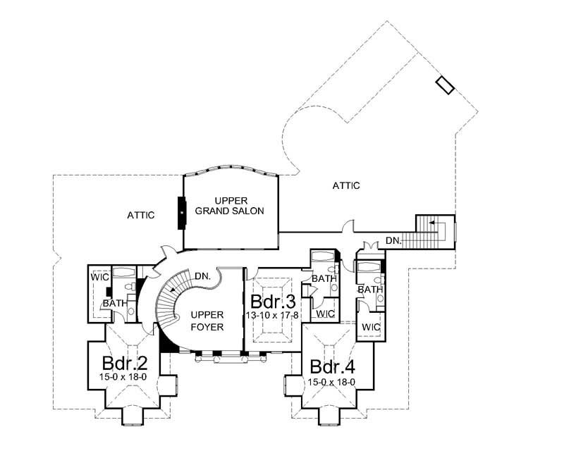 Floor Plan Second Story of Colonial Plan #106-1189