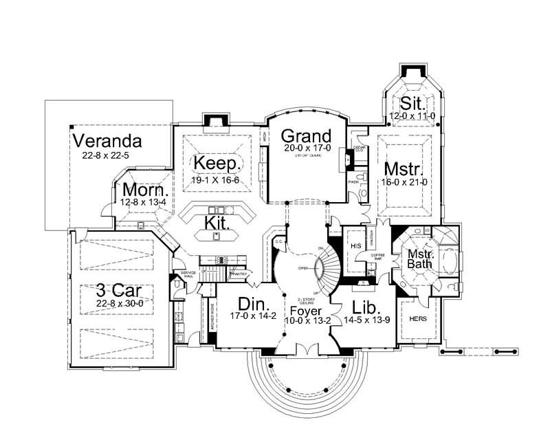Floor Plan First Story of Colonial Plan #106-1190