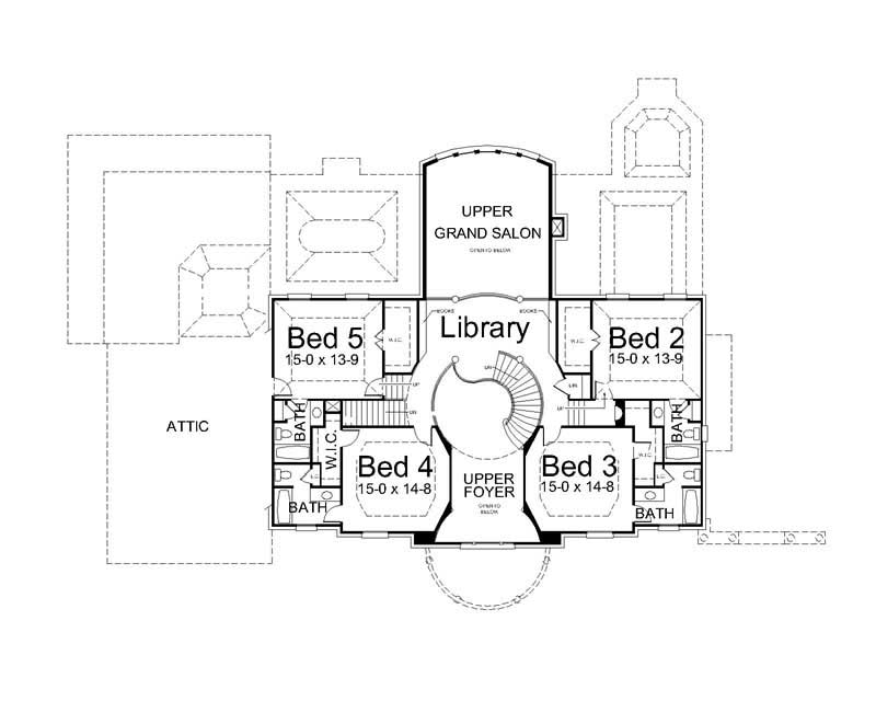 Floor Plan Second Story of Colonial Plan #106-1190