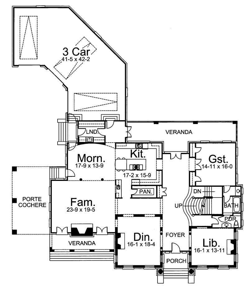 Floor Plan First Story of Colonial Plan #106-1191