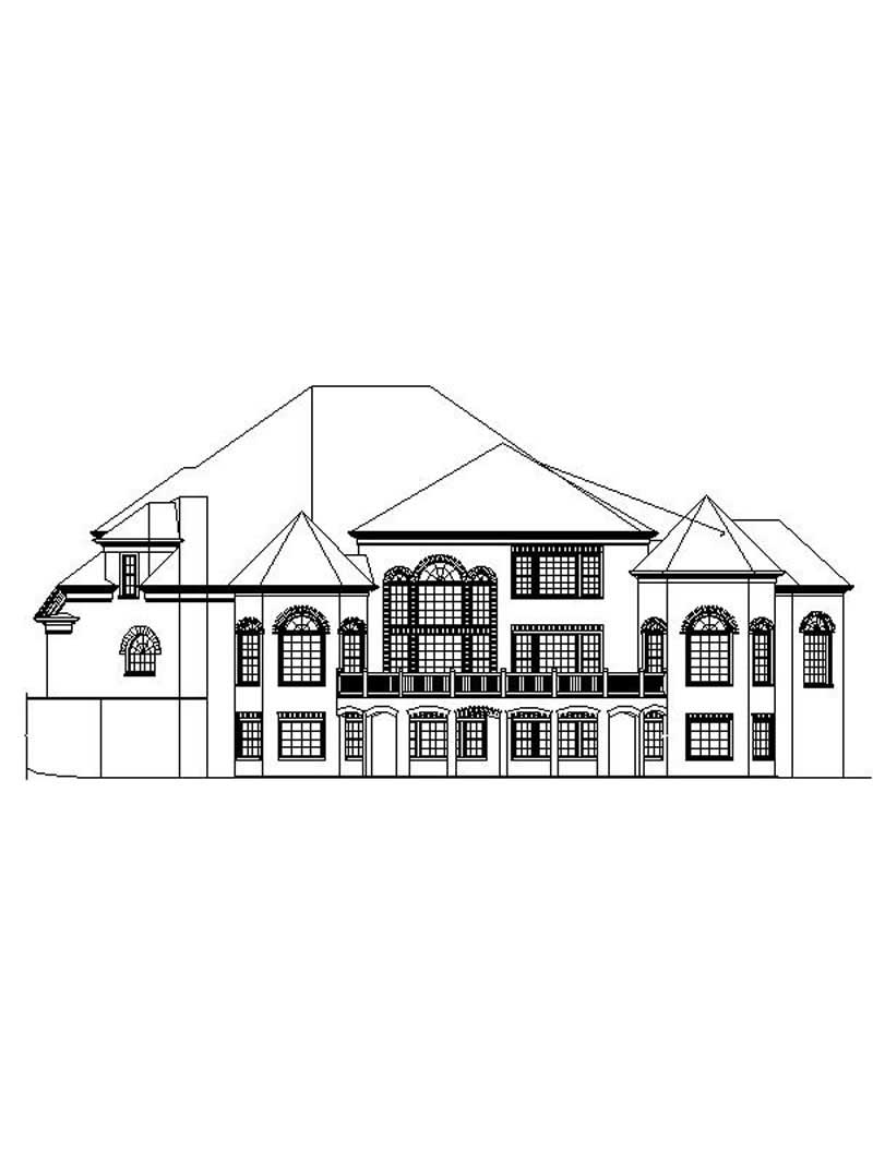 Home Plan Rear Elevation of this 4-Bedroom,4899 Sq Ft Plan -106-1192